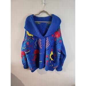 Hand-knit Colorful Women's Cardigan Sweater